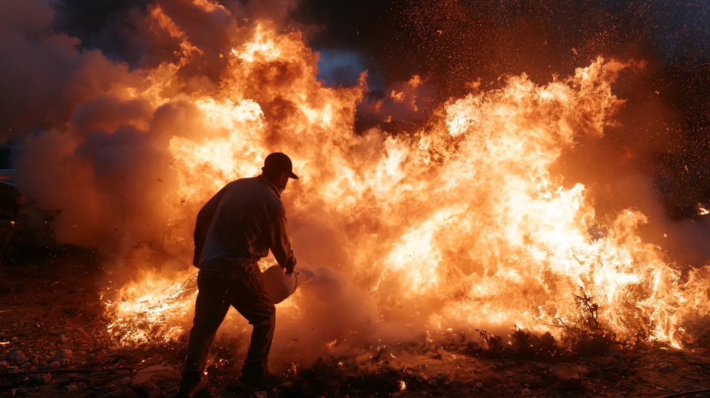 crazy person dumping gasoline on a fire 